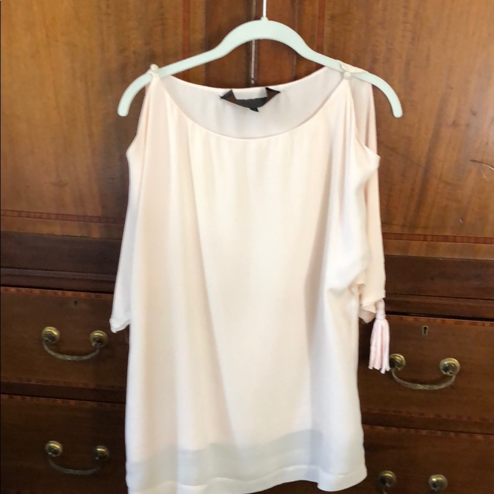 Pale pink drop shoulder silk shirt size S